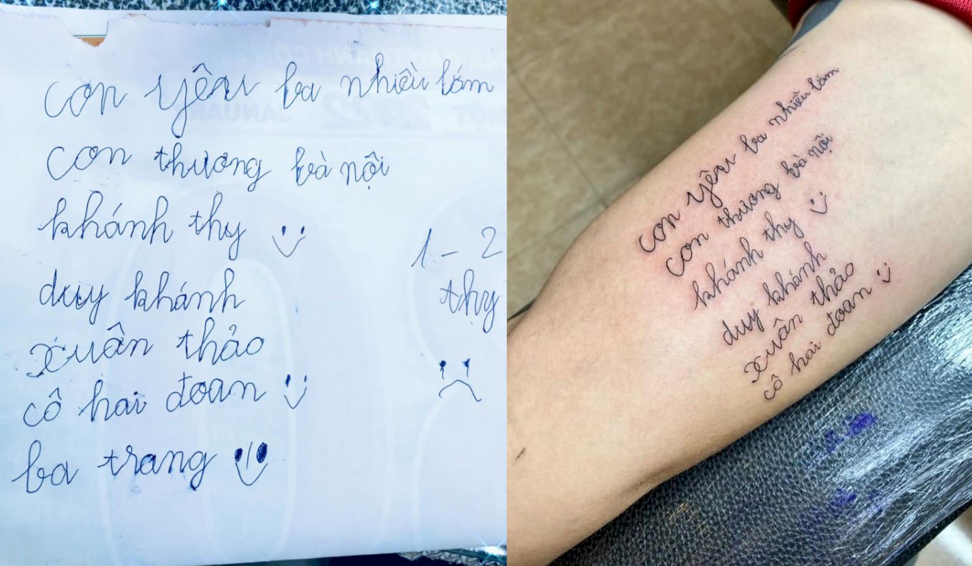 Phía sau câu chuyện người cha xăm nét chữ đầu đời của con gái lên tay