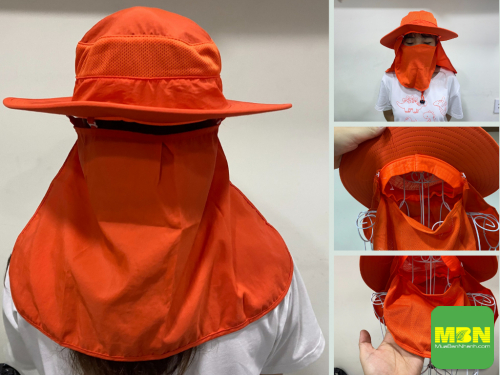 Xưởng may mũ chống nắng trùm mặt, che gáy - May đồng phục công sở in logo theo yêu cầu