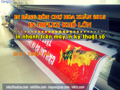 In băng rôn chợ hoa xuân Ất Mùi 2015