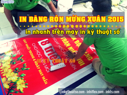 In băng rôn chúc mừng năm mới 2015 HCM