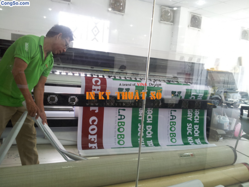 In băng rôn hiflex giới thiệu sản phẩm Labobo thiết bị rửa tay bằng nhựa