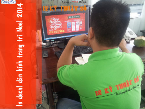 In decal dán kính trang trí Noel 2014
