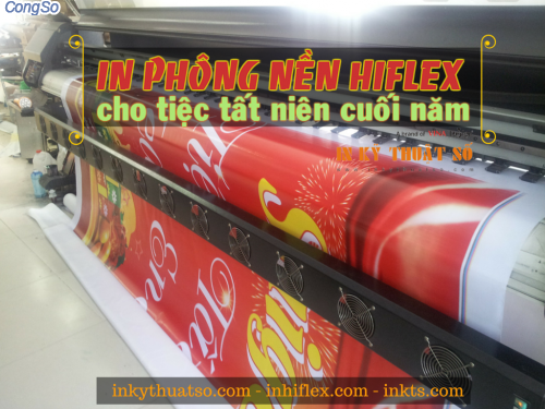 In phông nền tiệc tất niên cuối năm từ chất liệu hiflex