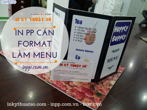 In PP cán format làm menu cho quán cafe Hupply Bupply