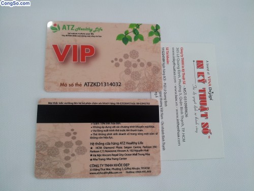 In thẻ nhựa làm thẻ VIP cho hệ thống cửa hàng ATZ Healthy Life