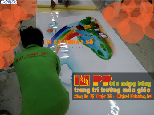 In trang trí trường nầm non với tranh in PP cán màng bóng