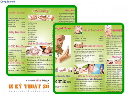 Thiết kế và in tờ rơi gấp 3 cho Spa làm đẹp Angel Spa tại quận 2