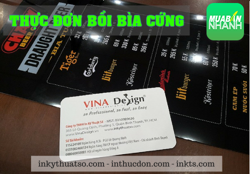 Thực đơn bồi bìa cứng