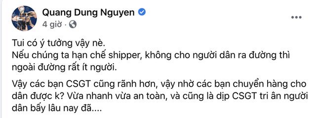 Dòng trạng thái mới nhất của đạo diễn Nguyễn Quang Dũng trên trang cá nhân gây nên làn sóng tranh cãi mạnh mẽ trên MXH.