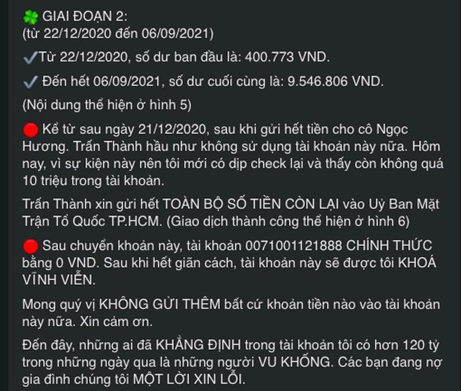 MC Trấn Thành giải đáp 3 điểm nghi vấn, khẳng định 120 tỷ là con số vu khống, nhắn gửi 'nữ khán giả' hãy nhanh chóng gửi 50 tỷ đồng vào quỹ chống dịch như đã hứa