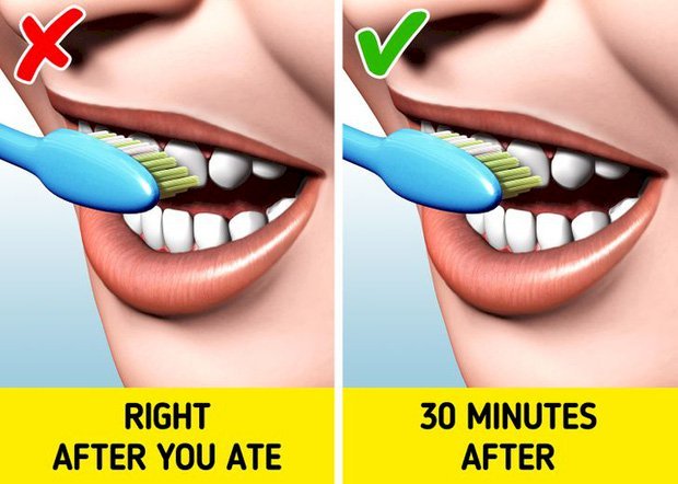 Đánh răng ngay sau khi ăn