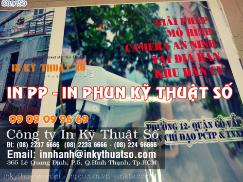 San pham in PP can mang bong hinh anh tuyen truyen cho giai phap mo hinh camera an ninh tai dia ban khu dan cu, thuc hien in an tai Cong ty In Ky Thuat So - Digital Printing 