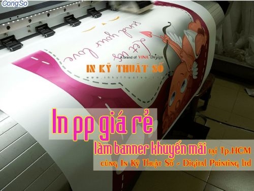 In PP gia re lam banner khuyen mai chao mung ngay 8/3, ket hop cung cung cap nhanh banner cuon, ke X ho tro trung bay tu Cong ty TNHH In Ky Thuat So - Digital Printing