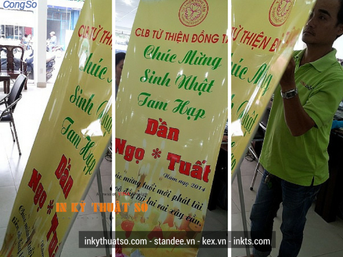 Standee nhom cao cap voi ve ngoai sang bong, chat lieu nhom ben, dep, sang trong, san pham hien dang duoc ban tai Cong ty In Ky Thuat So - Digital Printing 